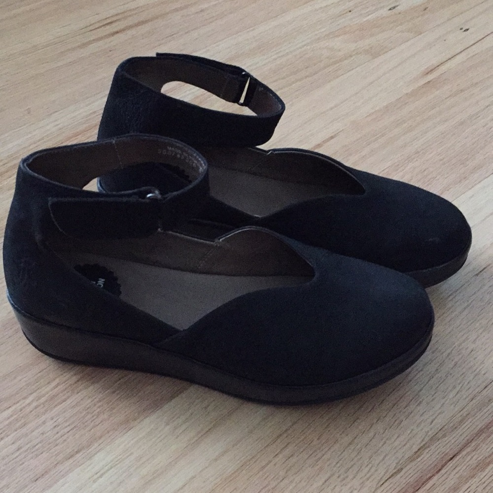 Fly London Black Ankle Strap Shoes